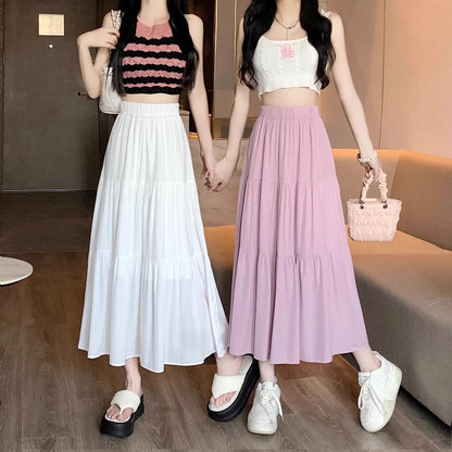 Black High-waisted Niche A- line Skirt Women's Spring Season Elegant Slimming Feel High-end Fashion Long Dress