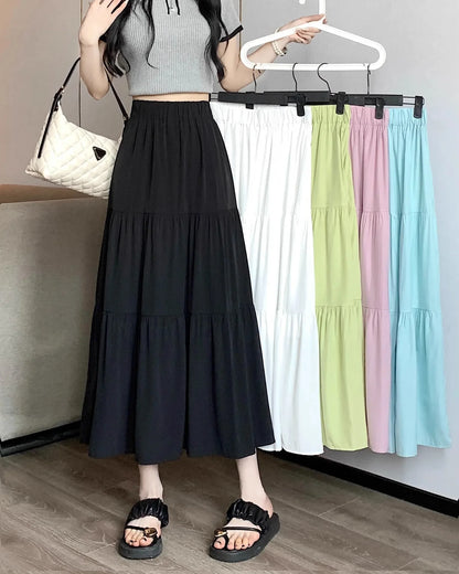 Black High-waisted Niche A- line Skirt Women's Spring Season Elegant Slimming Feel High-end Fashion Long Dress