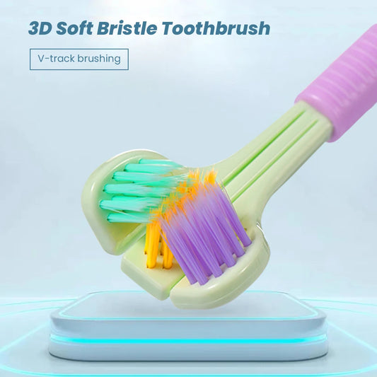 Tooth Brush with Soft Bristles Completely Cover Triple-Angle Toothbrush for Family Friends Neighbors Gift