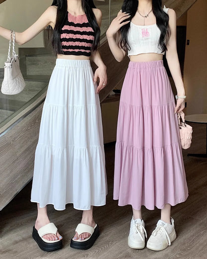 Black High-waisted Niche A- line Skirt Women's Spring Season Elegant Slimming Feel High-end Fashion Long Dress