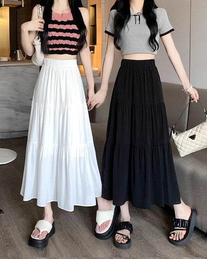 Black High-waisted Niche A- line Skirt Women's Spring Season Elegant Slimming Feel High-end Fashion Long Dress