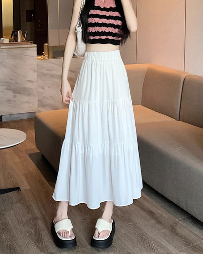 Black High-waisted Niche A- line Skirt Women's Spring Season Elegant Slimming Feel High-end Fashion Long Dress