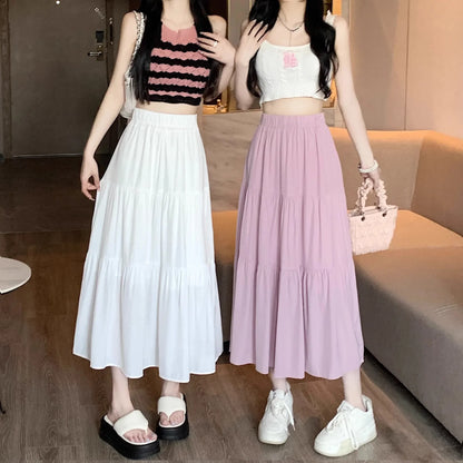 Black High-waisted Niche A- line Skirt Women's Spring Season Elegant Slimming Feel High-end Fashion Long Dress